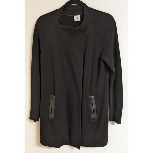 CAbi # 3351 "Tailor" Ponte Full Zip Black Coat w/Back Sweater Knit Size Small - Picture 2 of 15